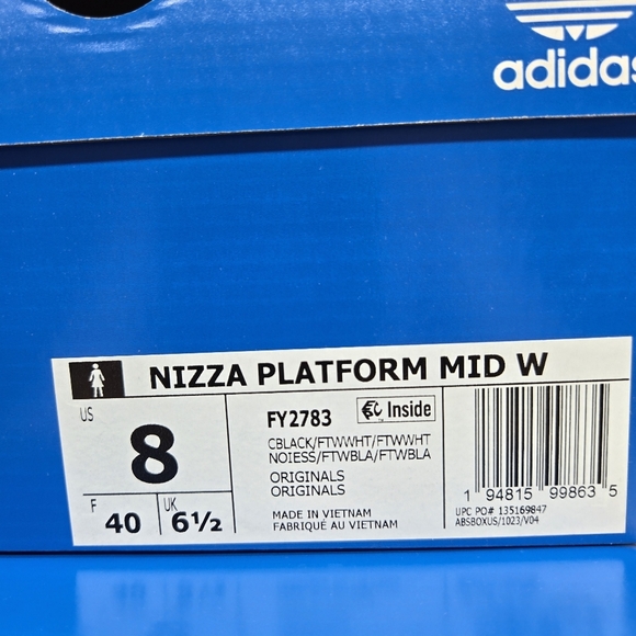adidas Nizza Platform Mid — Core Black / Cloud White Women's Shoes Size 8 New - Picture 8 of 8